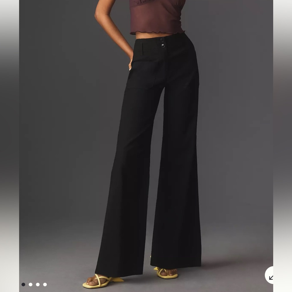Anthropologie Black Wide-Leg Pants
